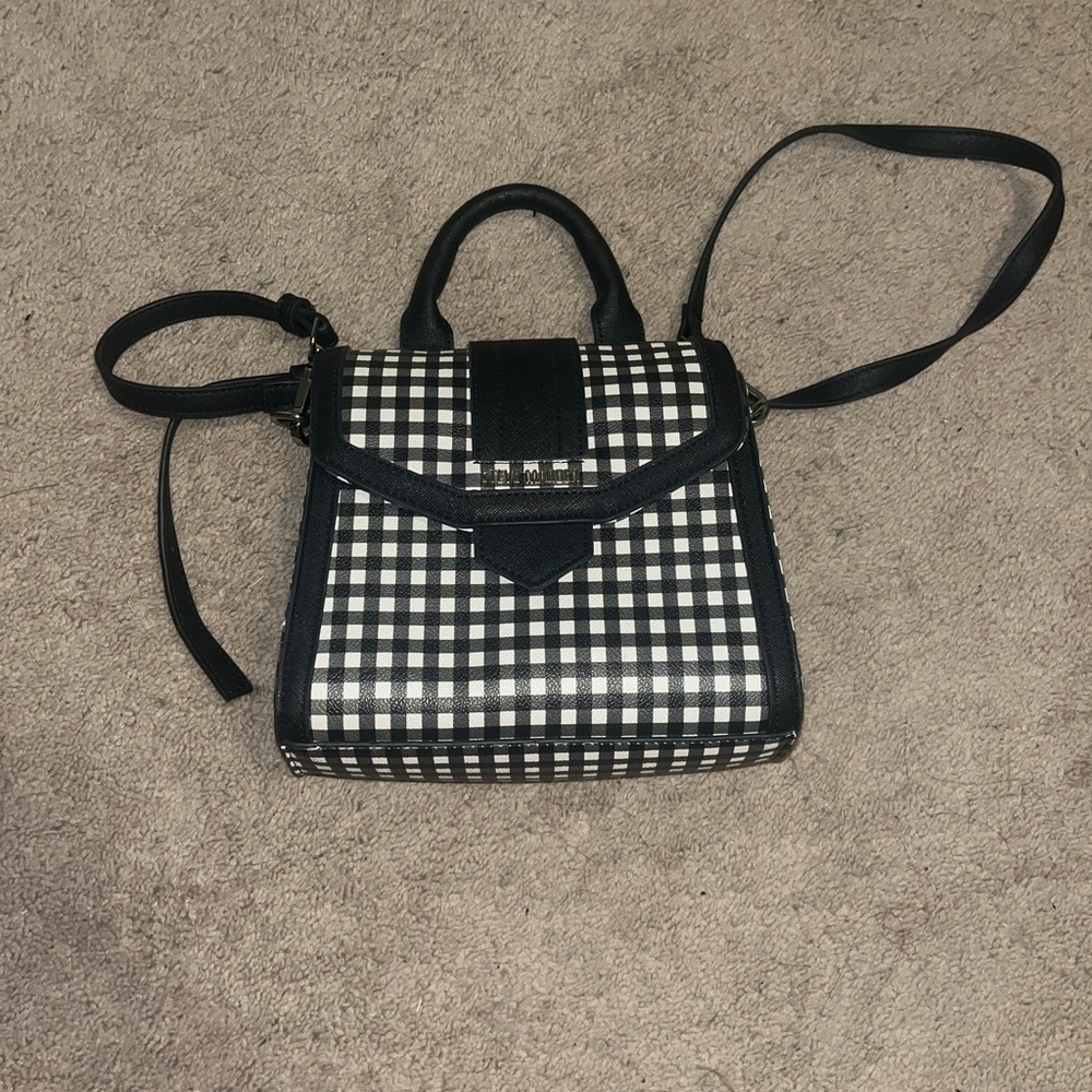 Steve Madden Black and White Checkered Crossbody Bag